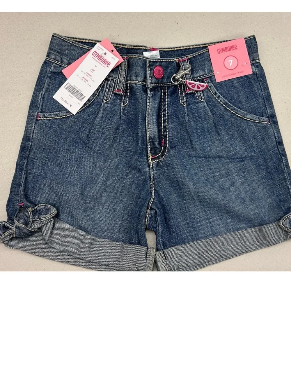 Gymboree Girls 7 bundle Pant Shorts Skort Tops Pink Denim School Ladybug Heart